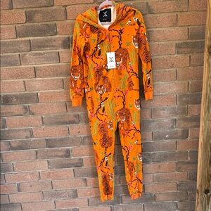 Onepiece Vibrant Orange Tiger Print Jumpsuit Size S Tigress